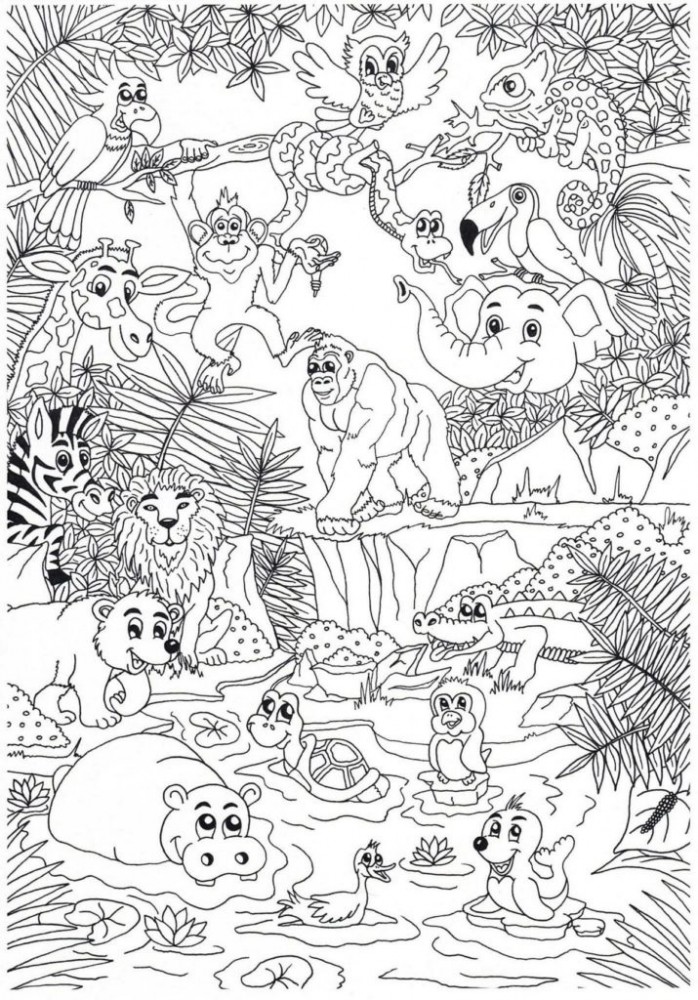 Много животных из джунглей