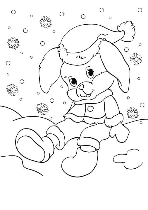 Кролик сидит в снегу