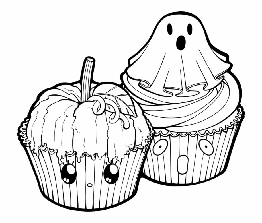 Кексы в виде привидения и тыквы на Хеллоуин.
