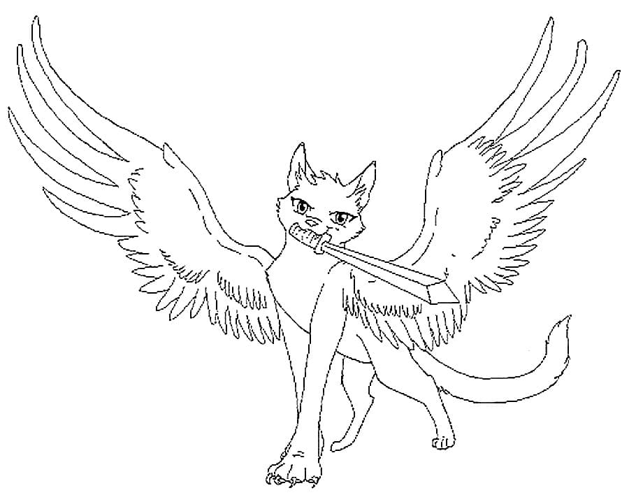 Раскраска Коты Воители с крыльями.