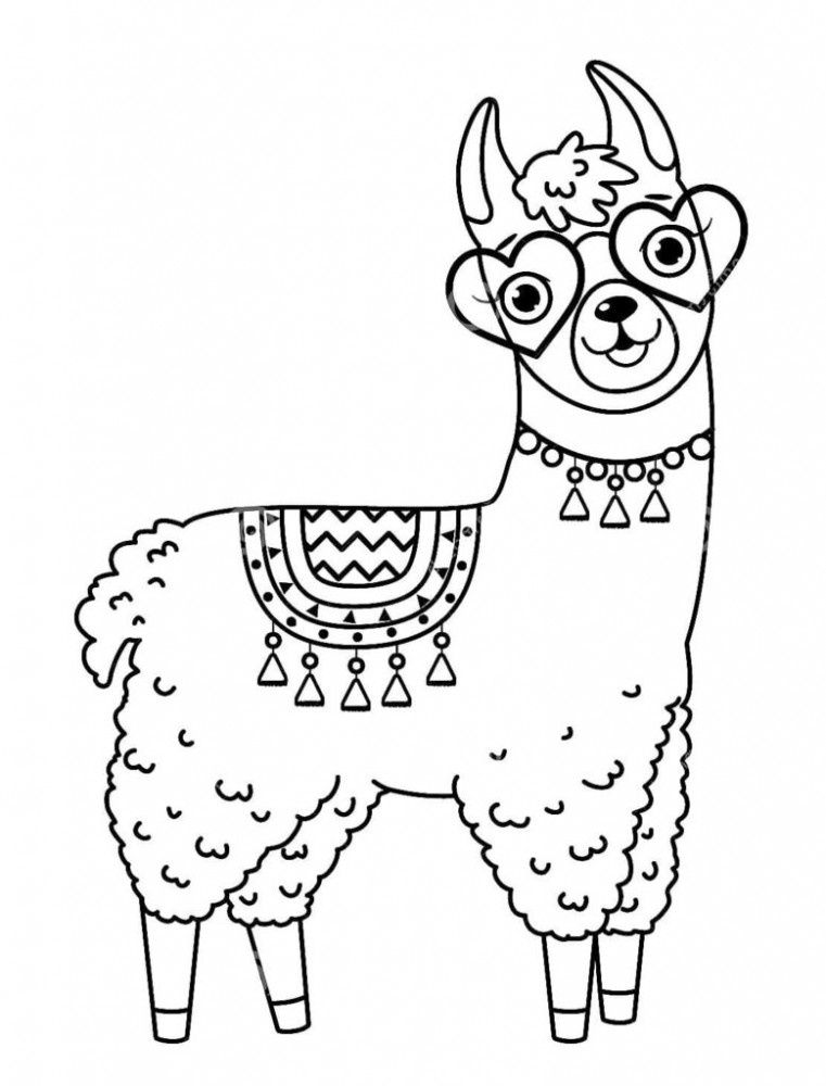 Лама в очках в форме сердца