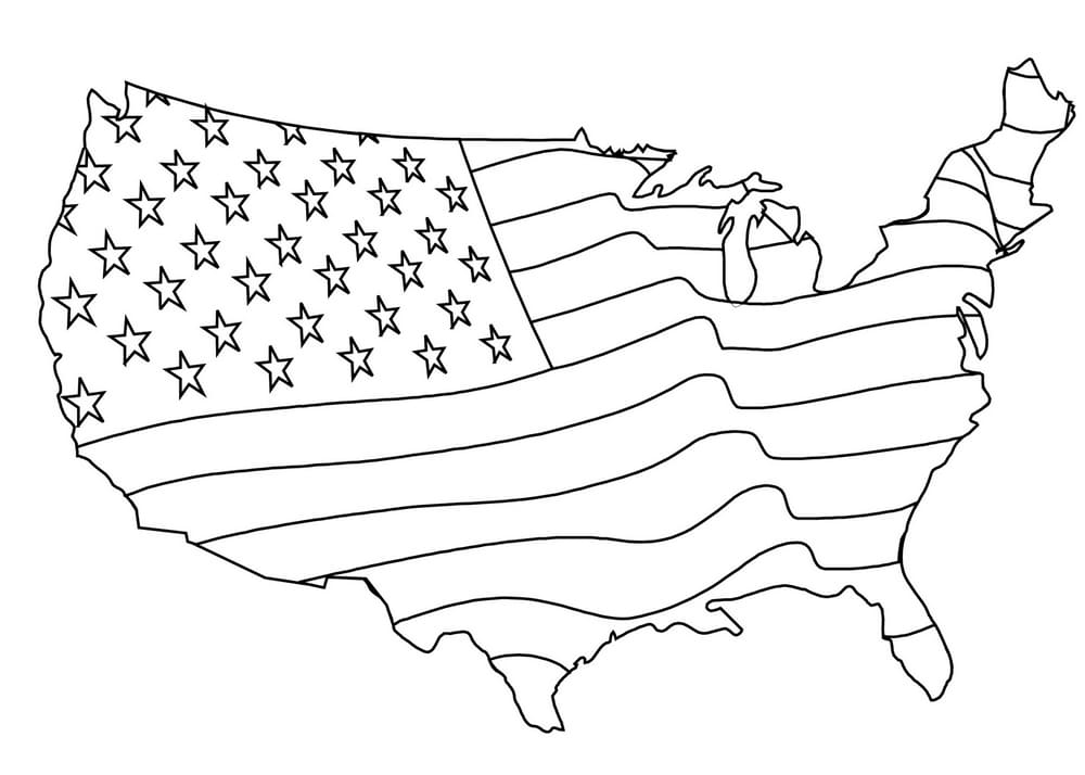 Американский флаг в виде карты США.