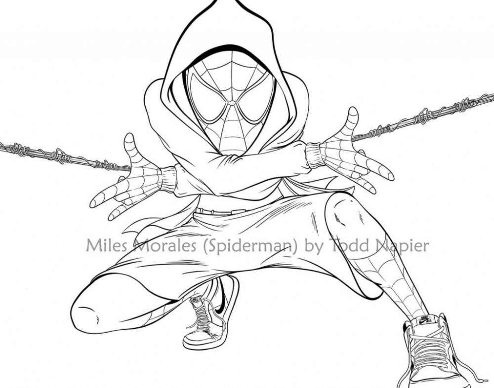 Раскраска - Человек-паук: Через вселенные - Майлз Моралес - Человек-паук | MirChild