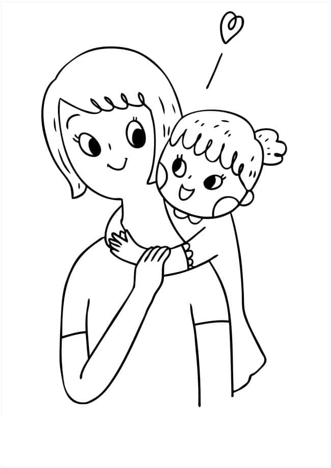 Девочка обнимает маму