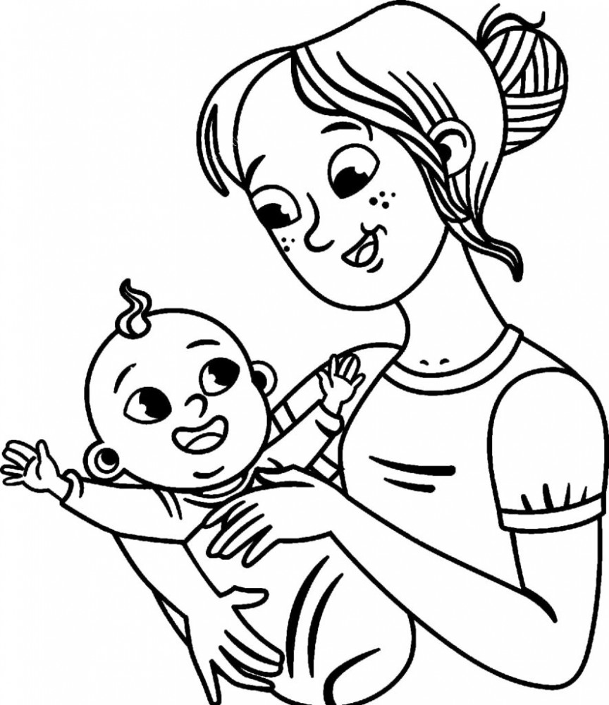Картинки раскраски мама с ребенком на руках (49 фото)