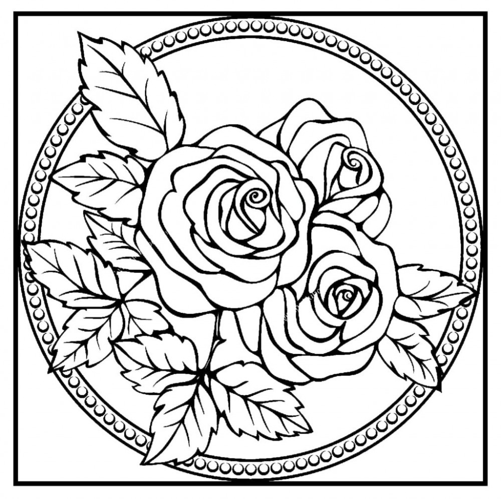 Раскраска Розы в круге: распечатать бесплатно, скачать