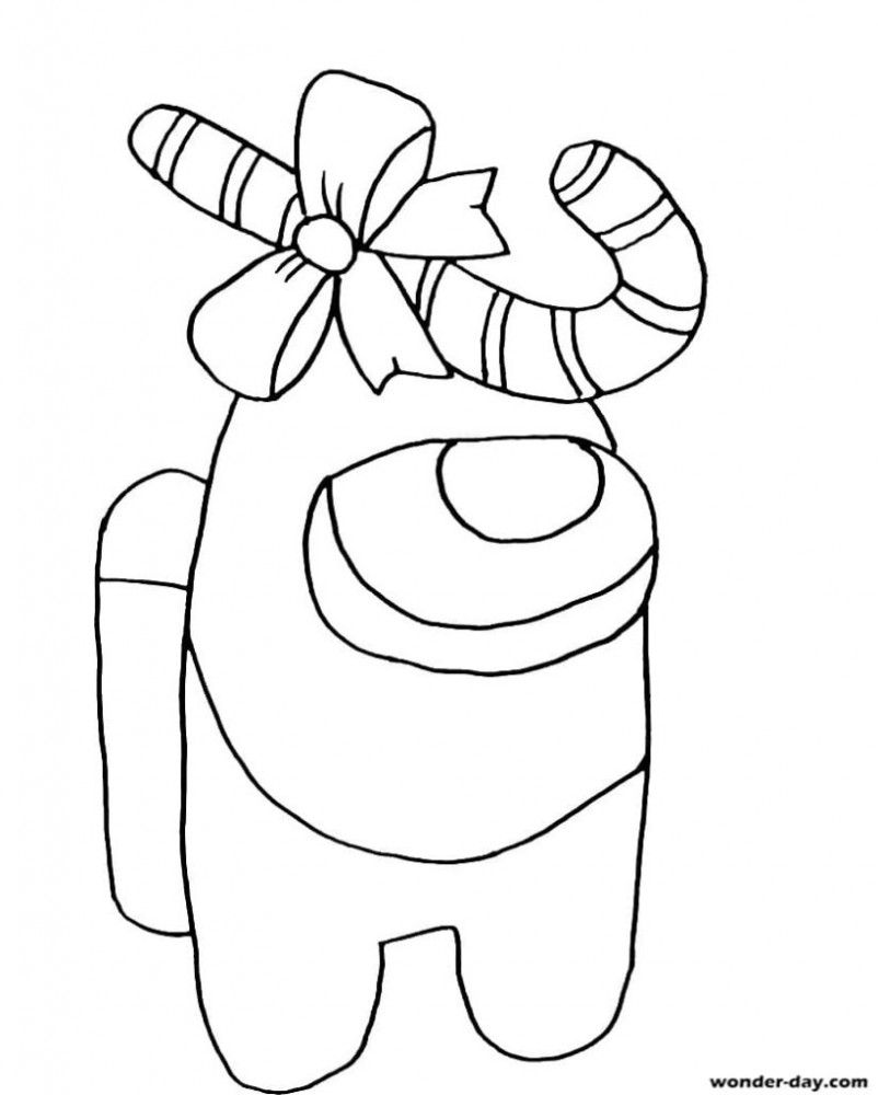 Персонаж Амонг с рождественским леденцом на голове
