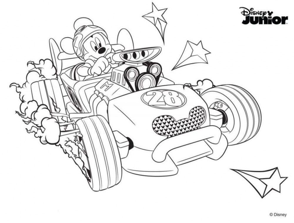 Микки Маус на гоночной машине