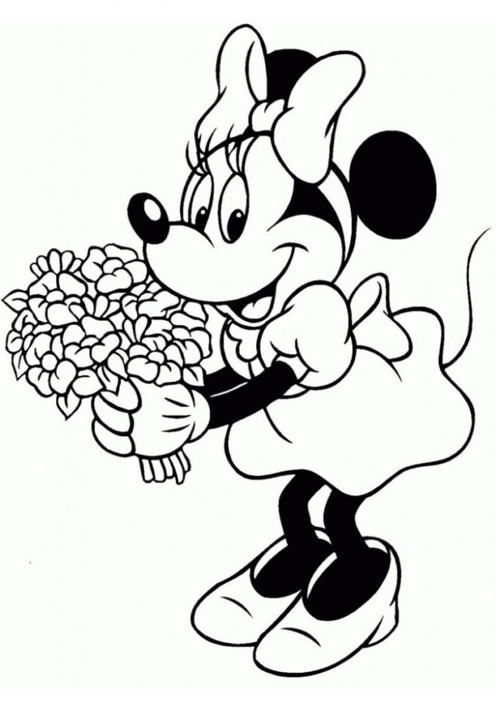 Микки Маус подарил мышке красивый букет цветов.