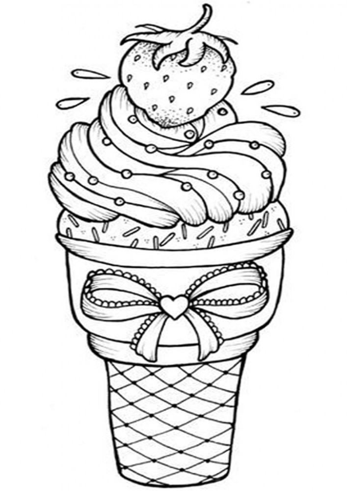 Мороженое в вафельном стаканчике, обвязанное бантиком.