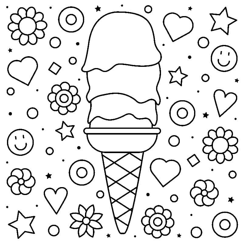 Раскраска мороженое для девочек.