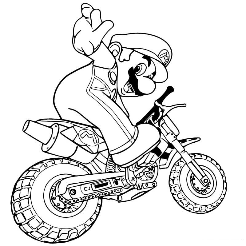 Марио на мотоцикле.