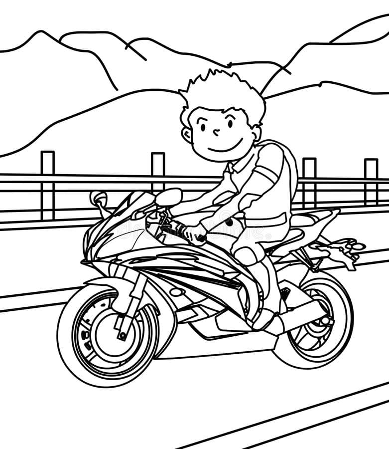 Парень едет на мотоцикле.