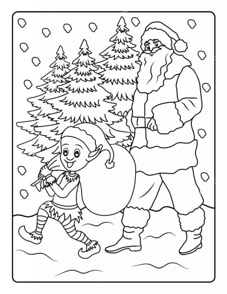 Гном и Дед Мороз в зимнем лесу