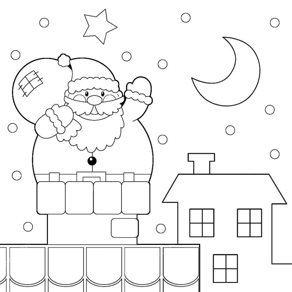 Когда наступает ночь, Дед Мороз разносит подарки через трубу.