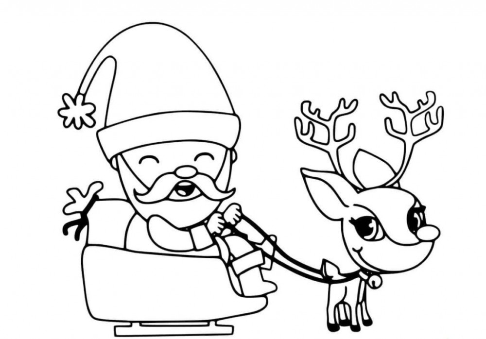 Дед Мороз и олень спешат на праздник