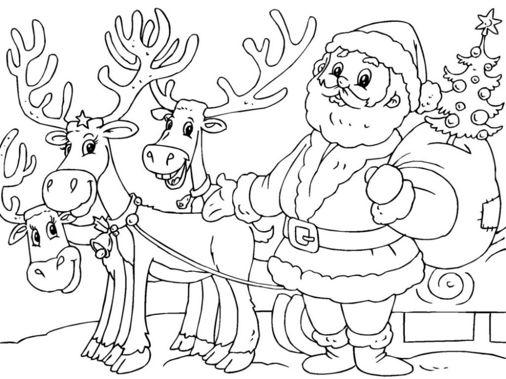 Раскраска «Олень и Санта Клаус в лесу» | Раскраски, Дед мороз, Санта клаус