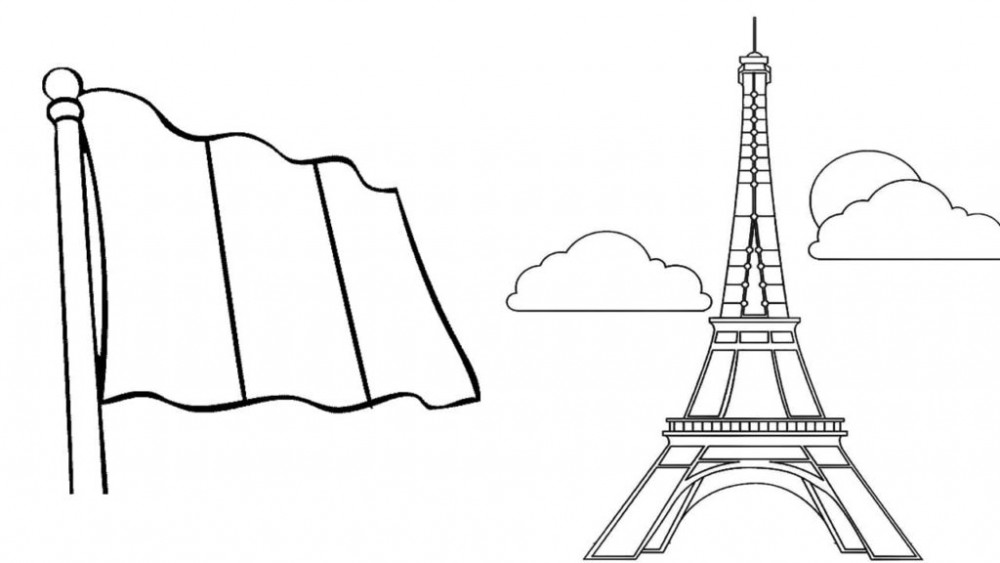 Флаг Франции и Эйфелева башня