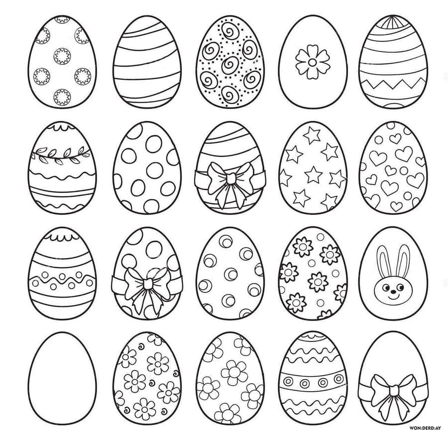 Много праздничных яиц.