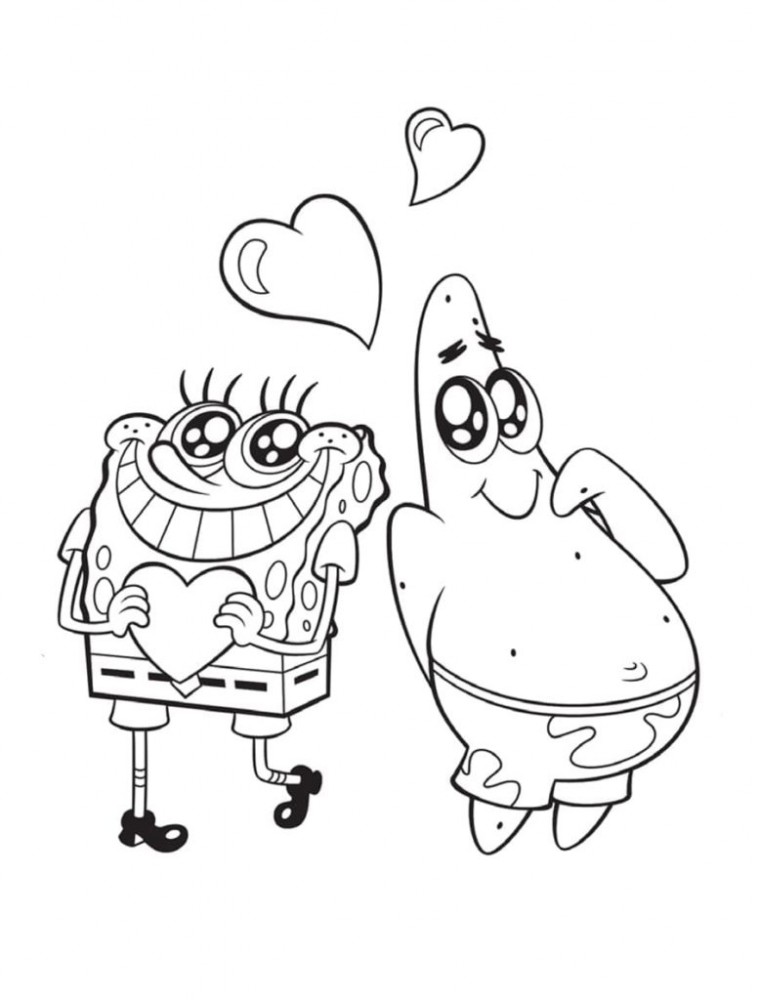 Патрик и Губка Боб с сердечками
