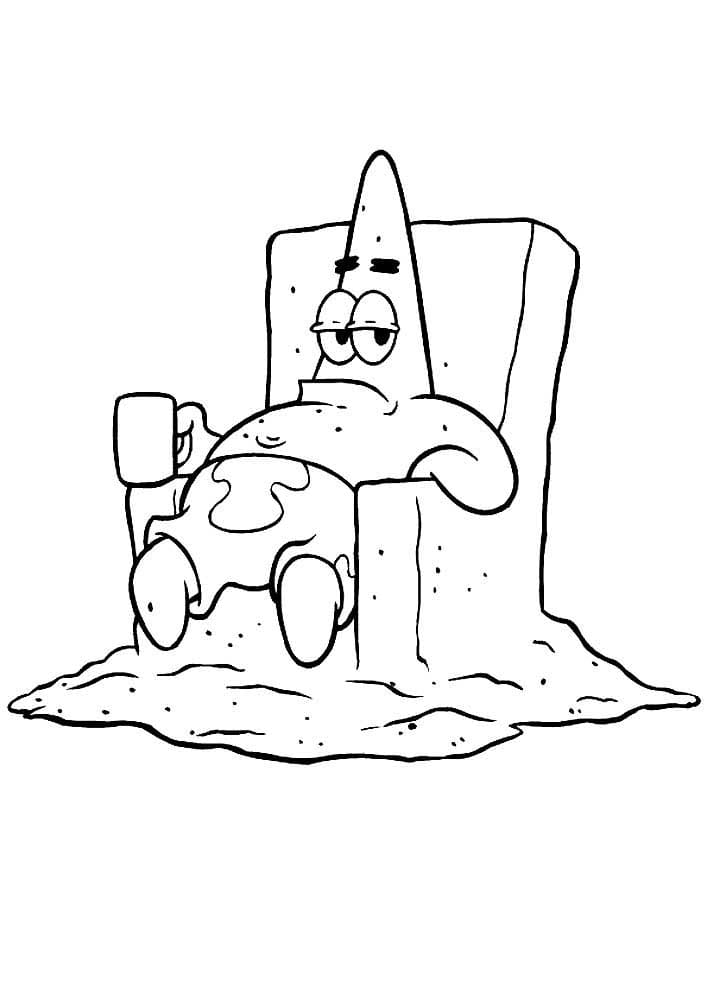 Патрик на диване из песка