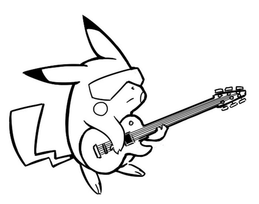 Пикачу играет на электро-гитаре