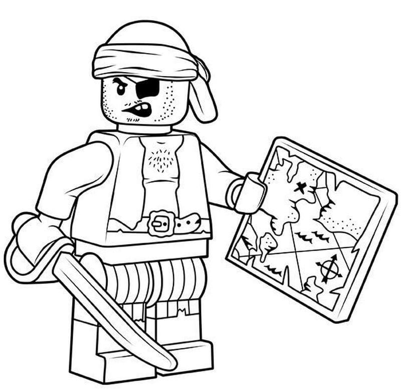 Лего пират с картой сокровищ.