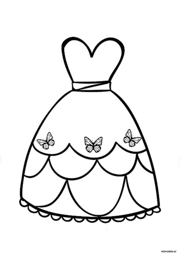 Легкое для раскрашивание платье с бабочками.