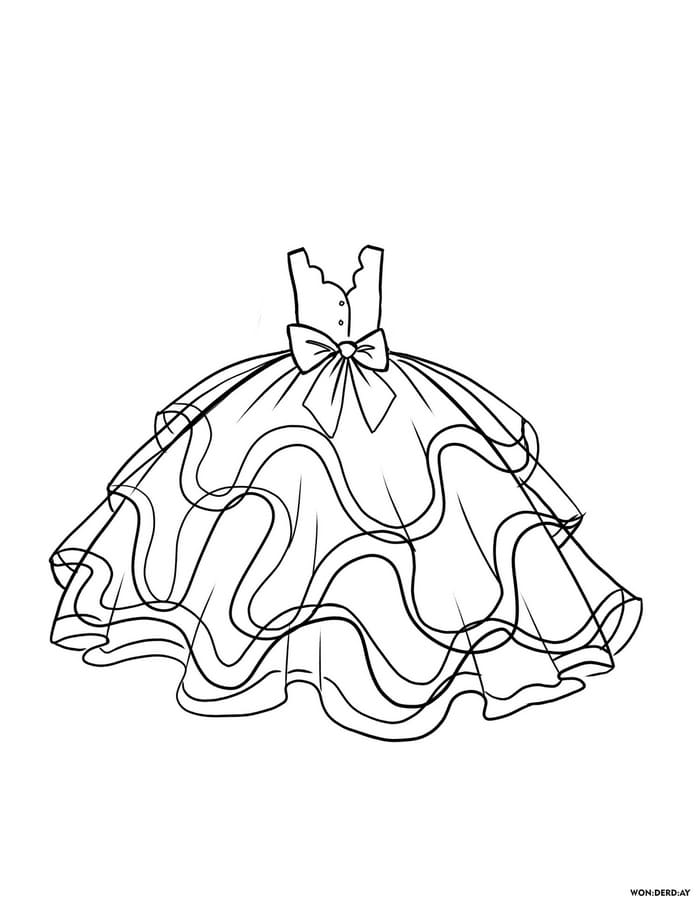 Раскраска - Пышное платье Барби
