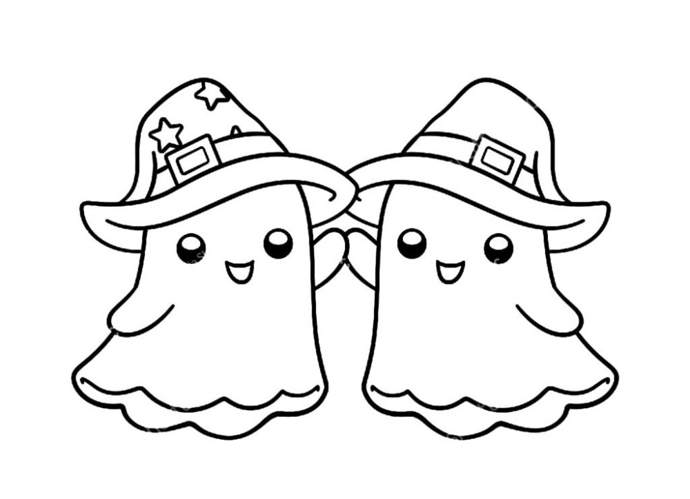 Два кавай привидения держатся за руки