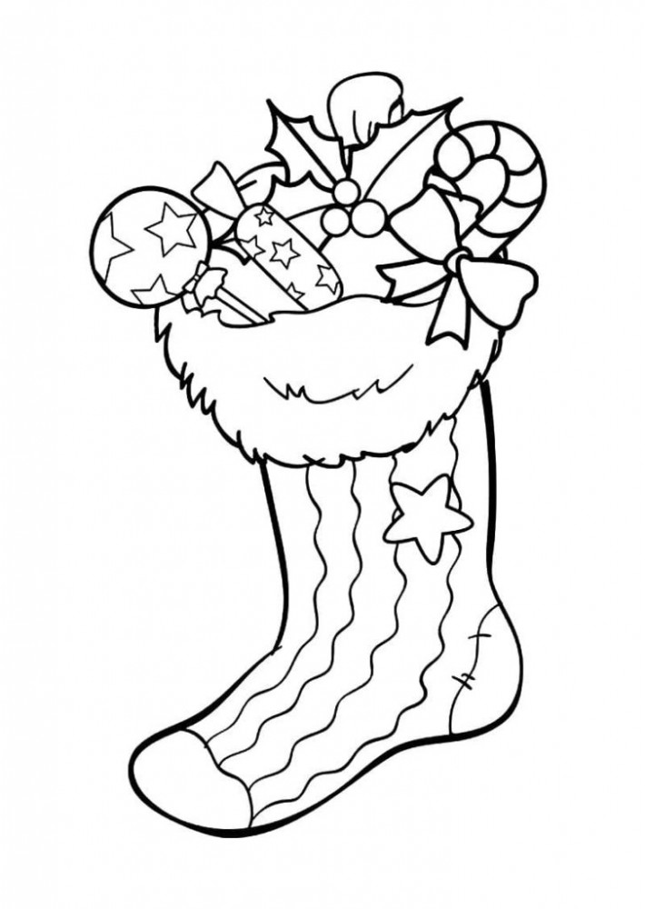 Раскраска рождественский носок