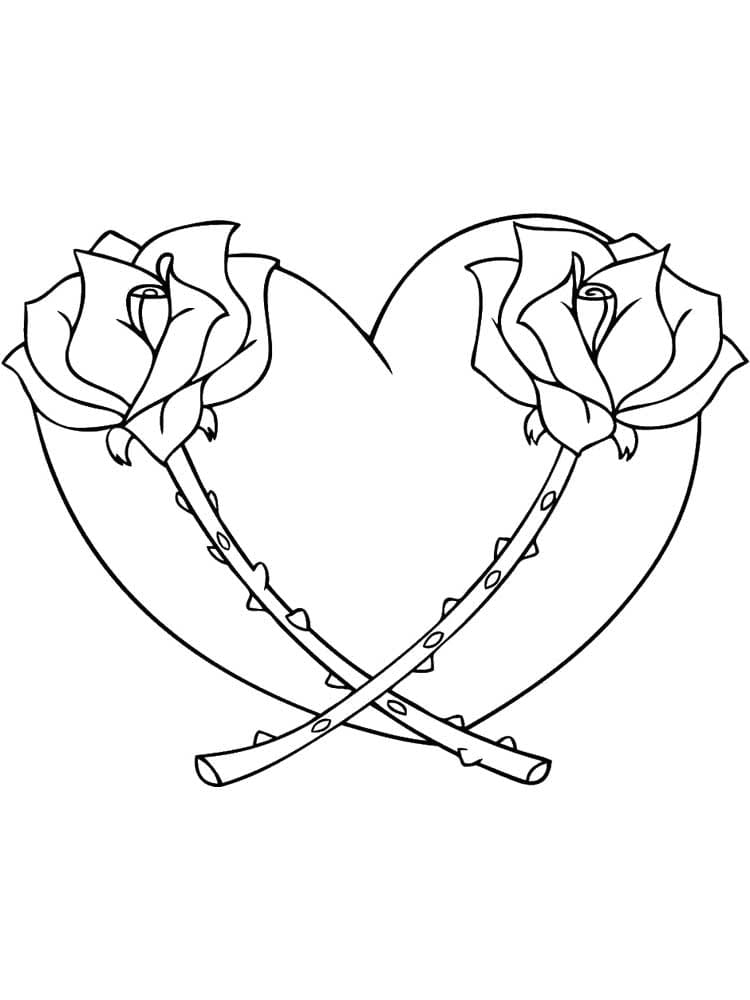 Сердце с двумя розами
