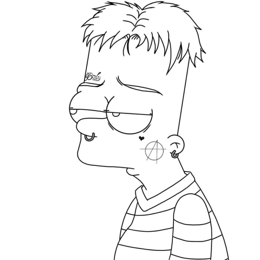 Раскраска грустный Барт