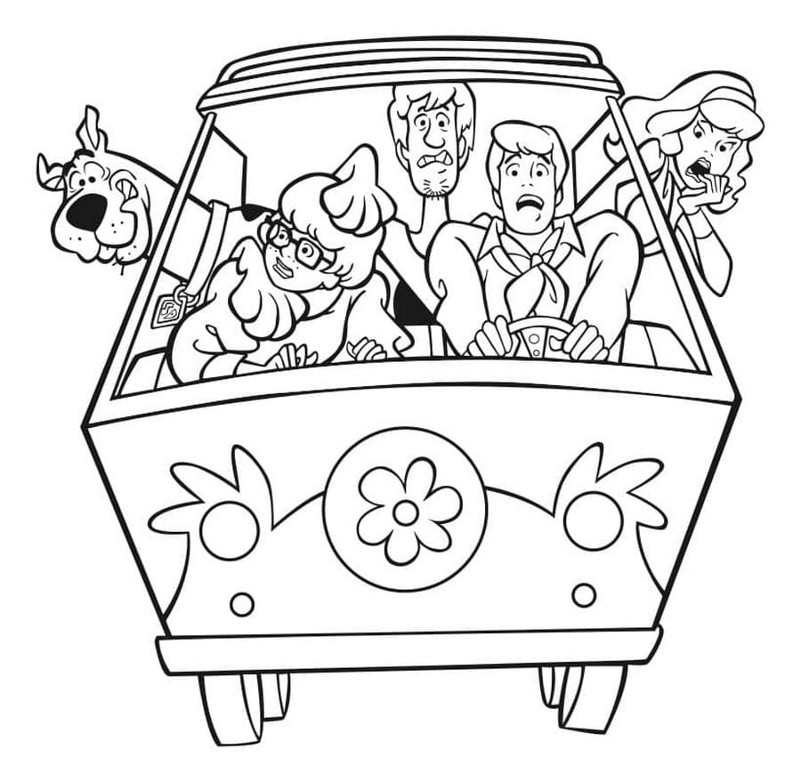 Скуби Ду и его друзья едут в машине
