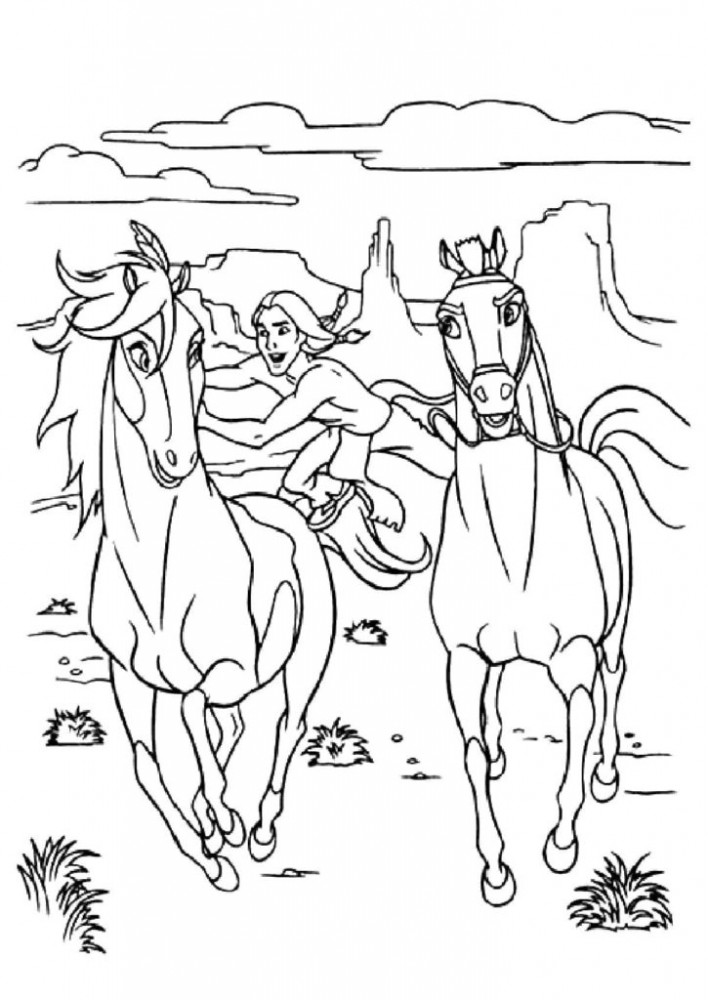 Индеец пытается поймать коней
