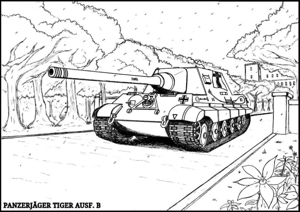 Раскраска Танк KING TIGER (TIGER II)