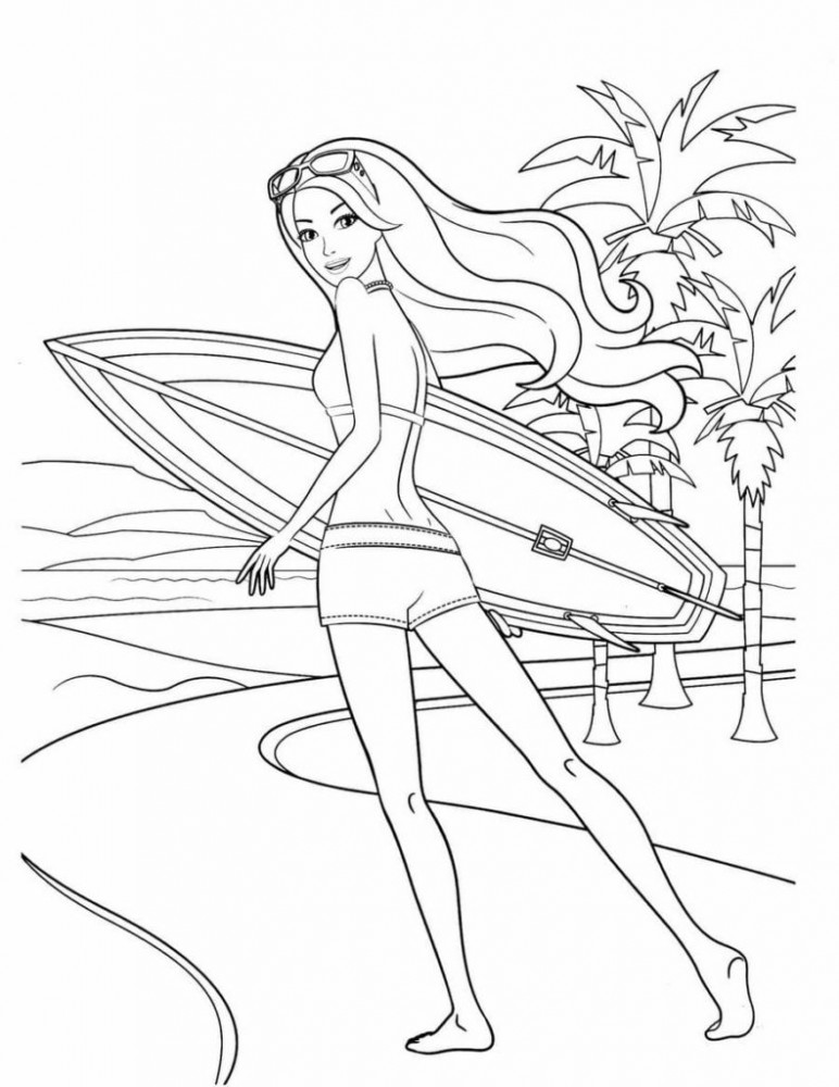 Барби с доской для серфинга
