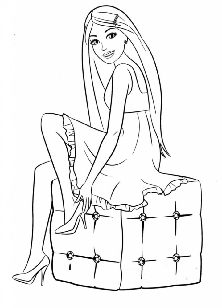Категория Раскраски с барби по серии мультфильмов для девочек Раскраска Барби модница