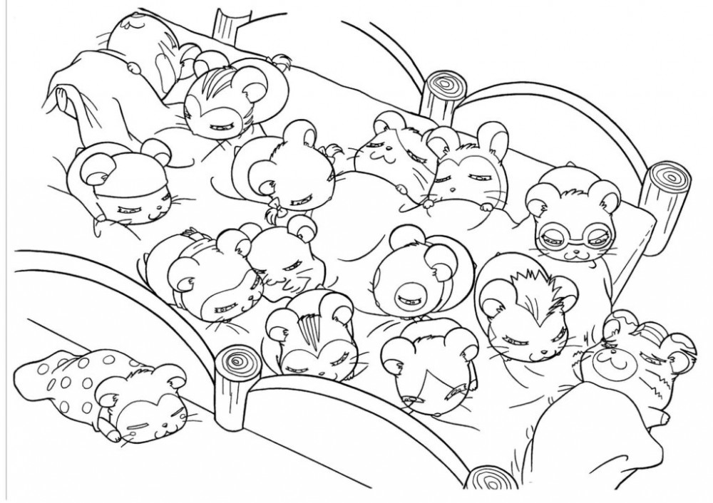 Хомяки спят в кроватках
