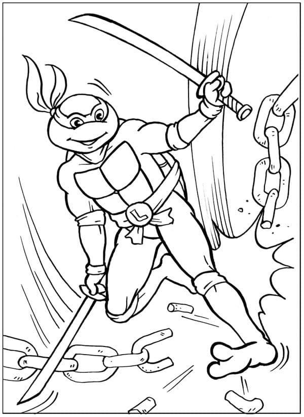 Раскраска Леонардо | Раскраски из мультфильма Черепашки-ниндзя (Ninja Turtles)
