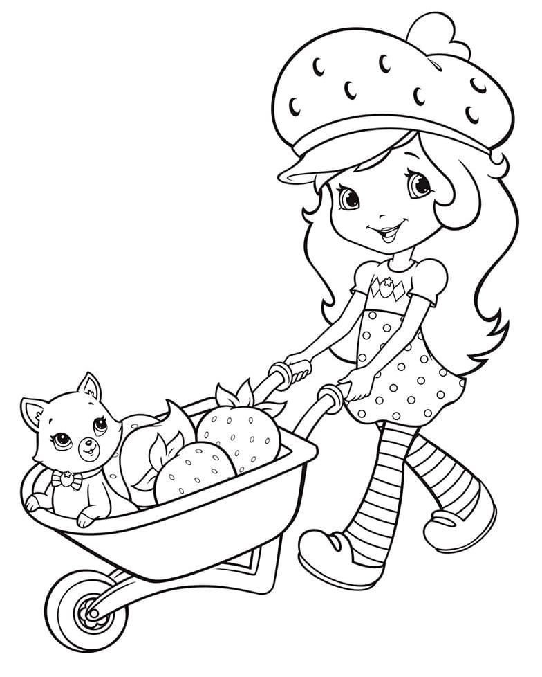 Шарлотта со своей кошечкой собирают спелые ягоды.