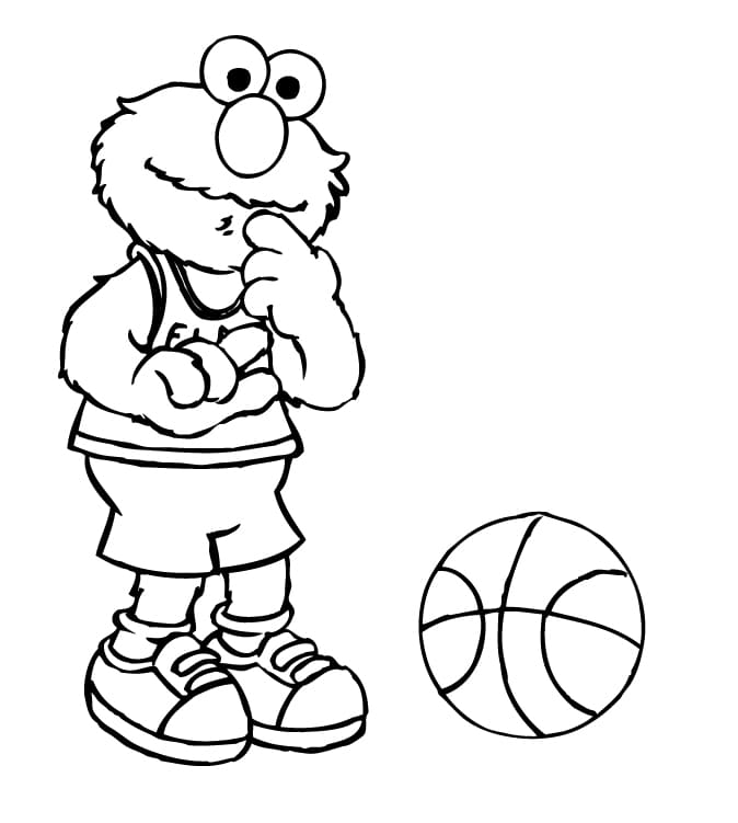Элмо учится играть в баскетбол.