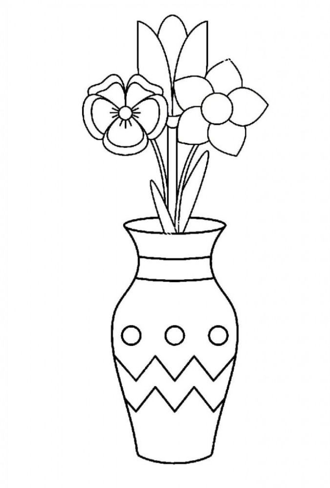 Раскраска Букет цветов в вазе