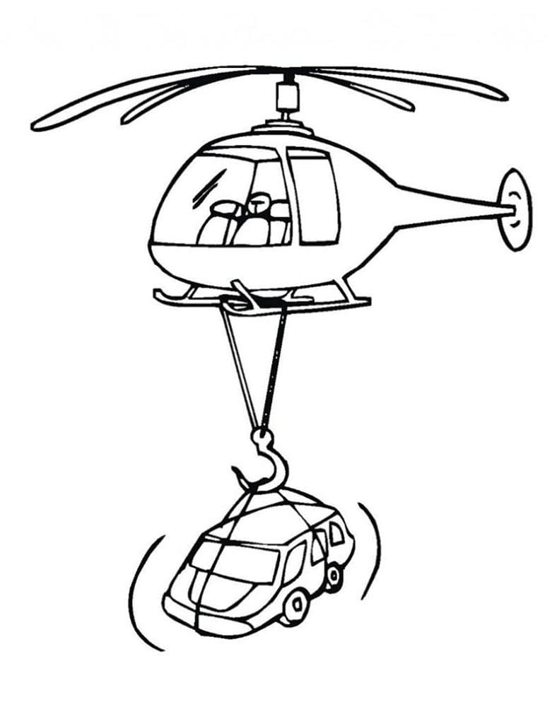 Раскраска Вертолет спасает машину: распечатать бесплатно, скачать