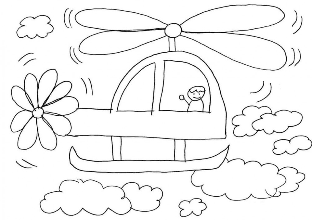 Раскраска вертолет для детей 3-4 лет