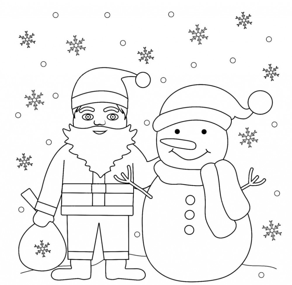 Дед Мороз и снеговик под снегом
