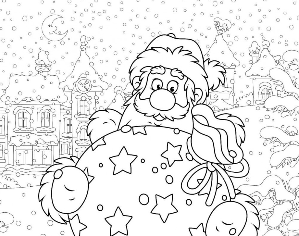 Новогодняя раскраска с Дедом Морозом