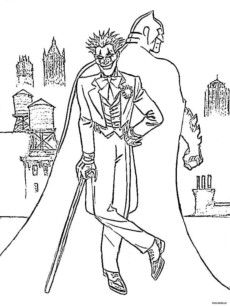 Раскраска Бэтмен и Джокер: распечатать бесплатно, скачать