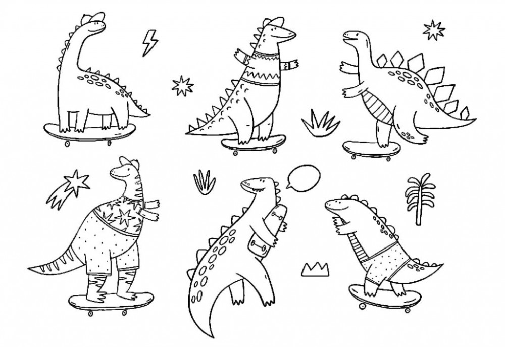 Динозавры скейтбордисты