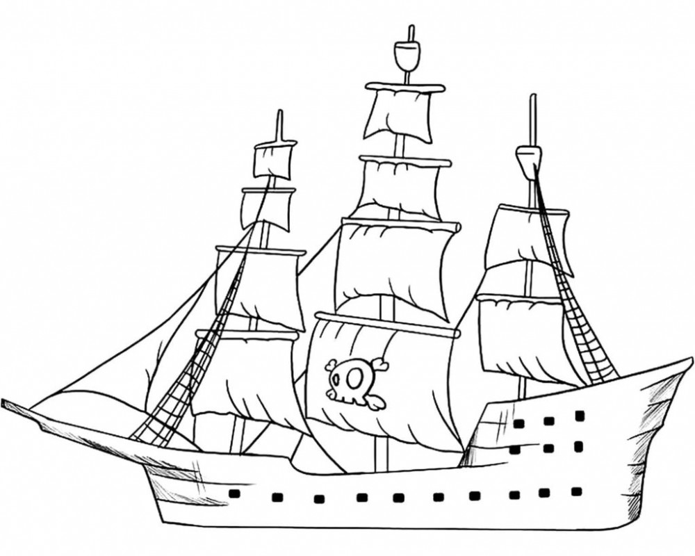 «Пиратский корабль по точкам» бесплатная раскраска для детей - мальчиков и девочек